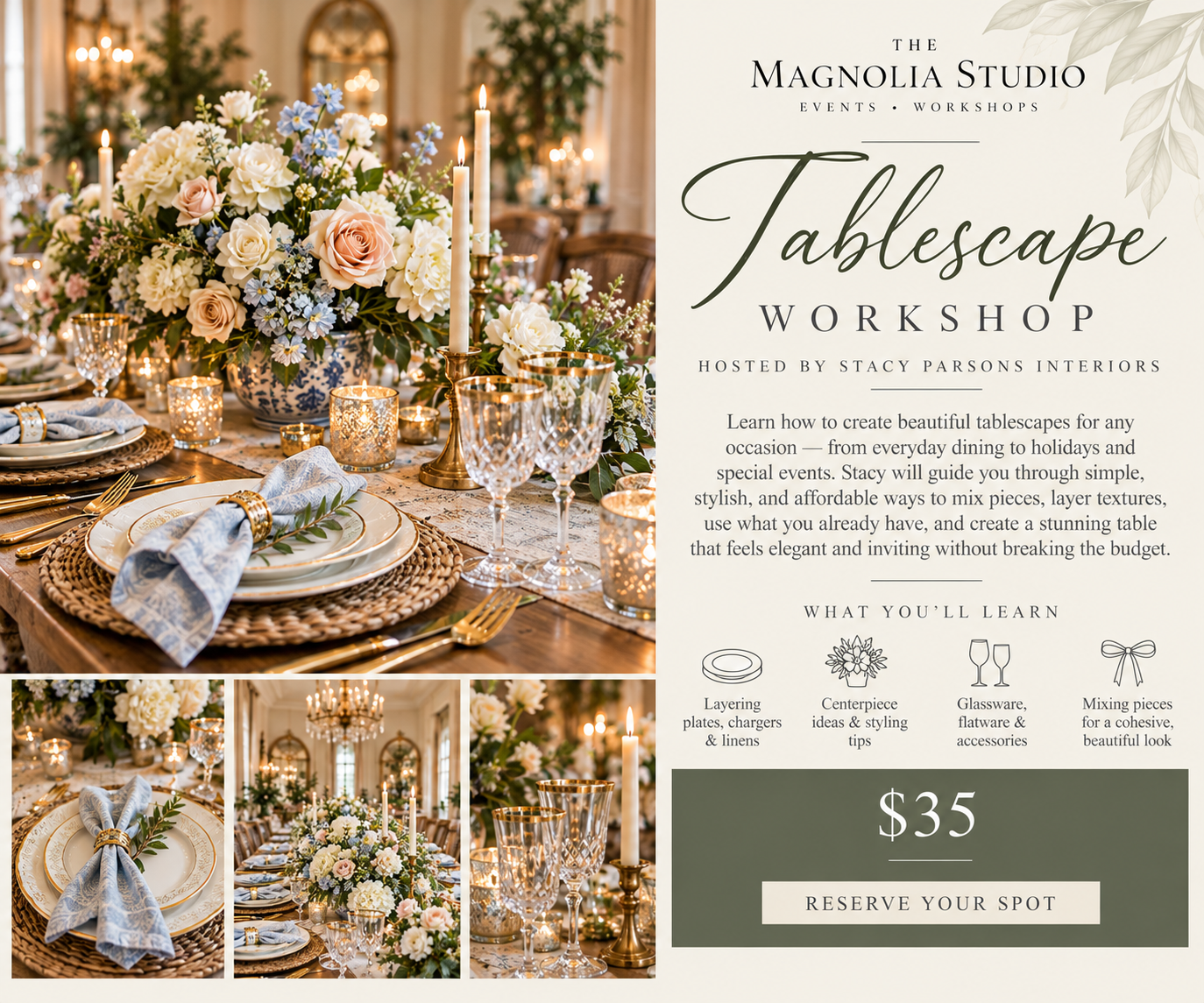 Tablescape Workshop — previous workshop flyer