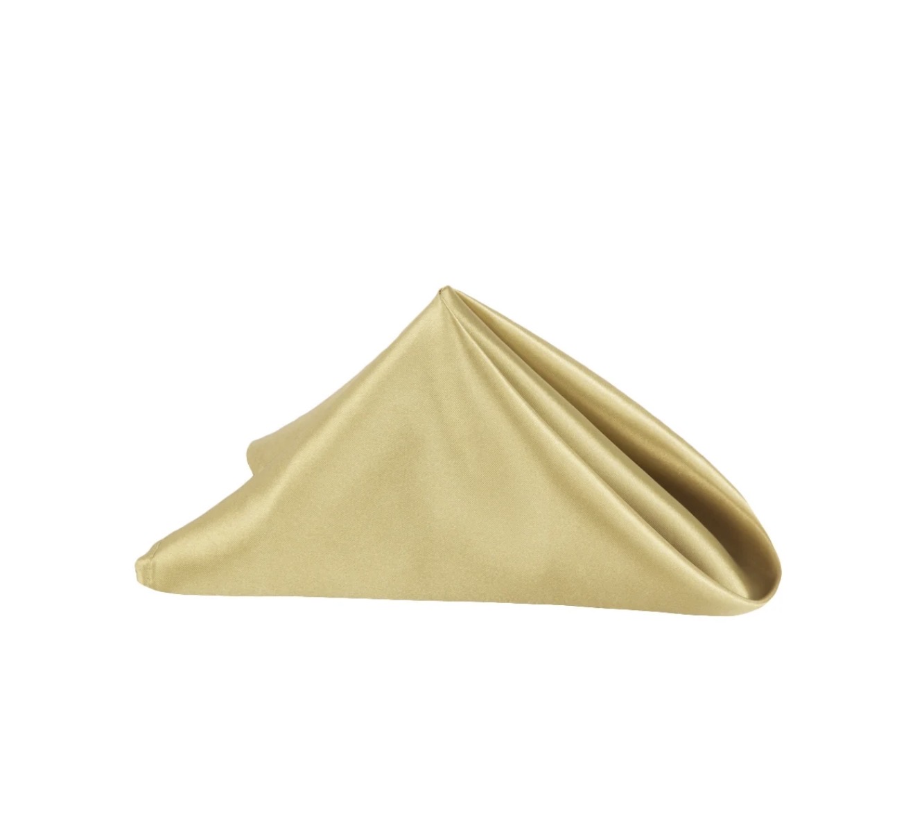 Champagne satin napkin folded in a triangle
