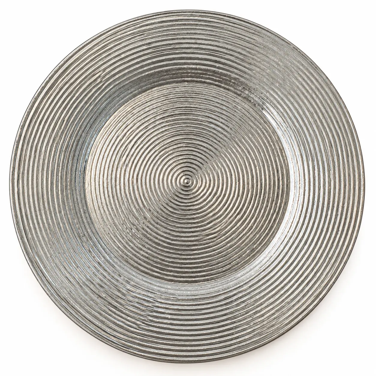 Silver ridged swirl charger