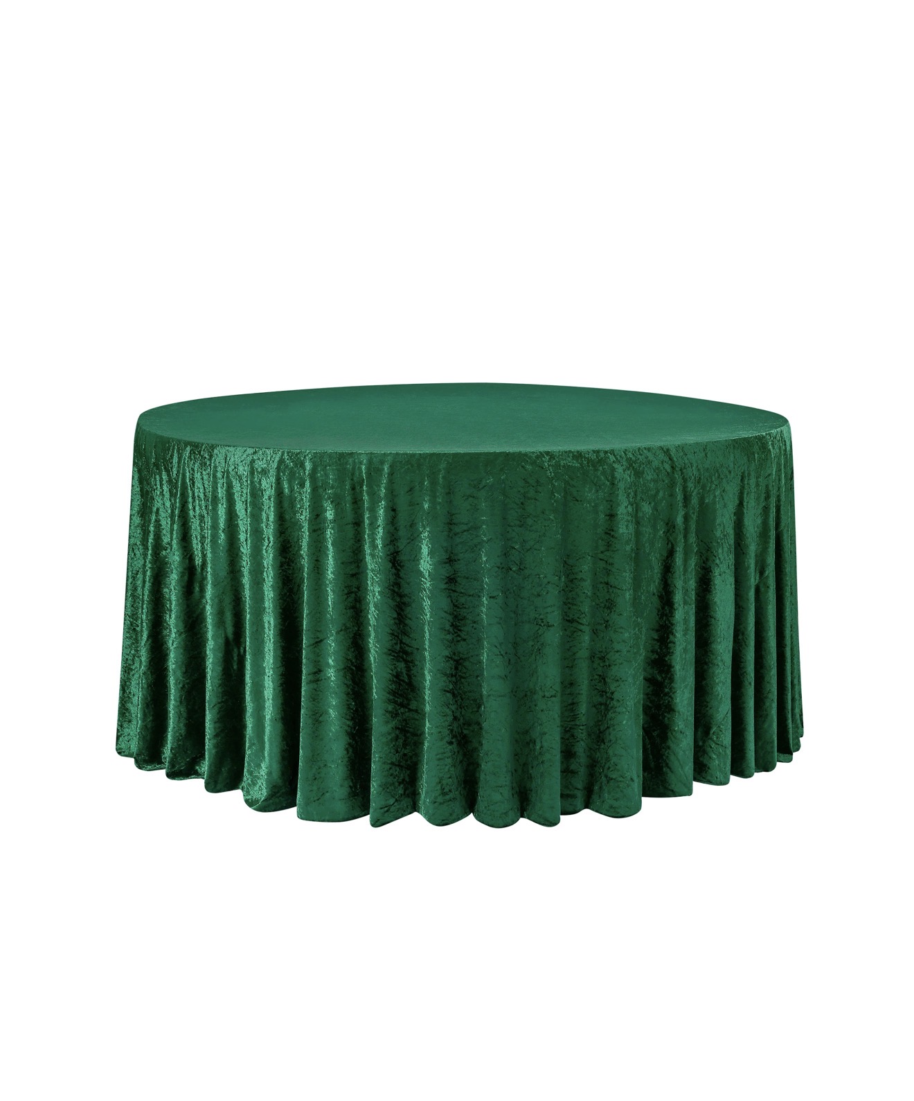 Emerald green crushed velvet round linen