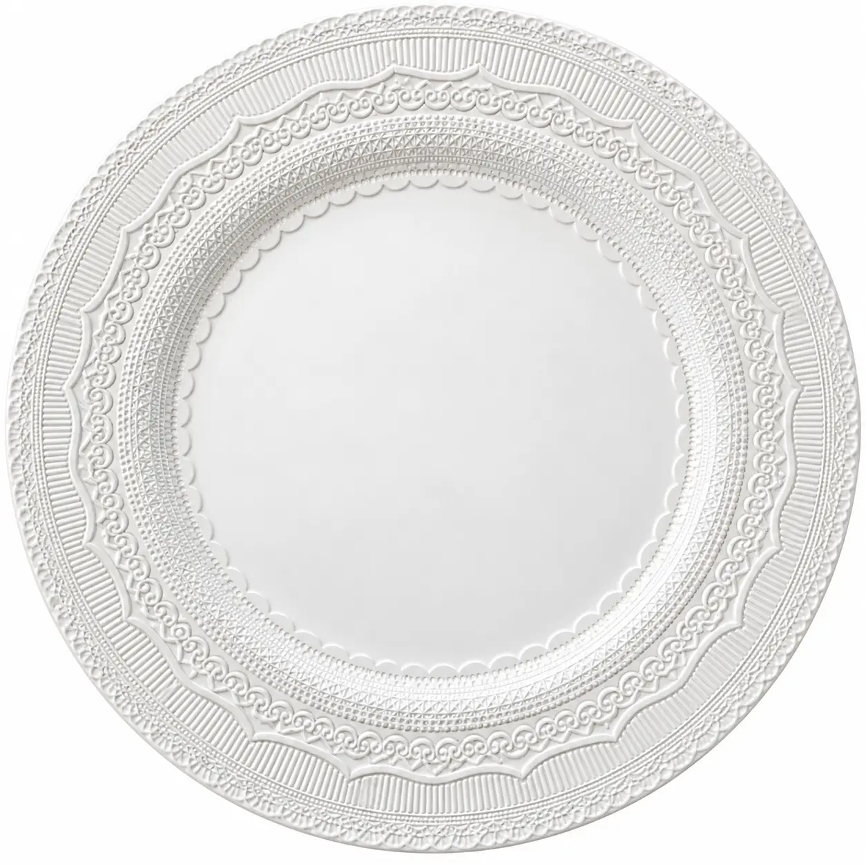 White embossed charger