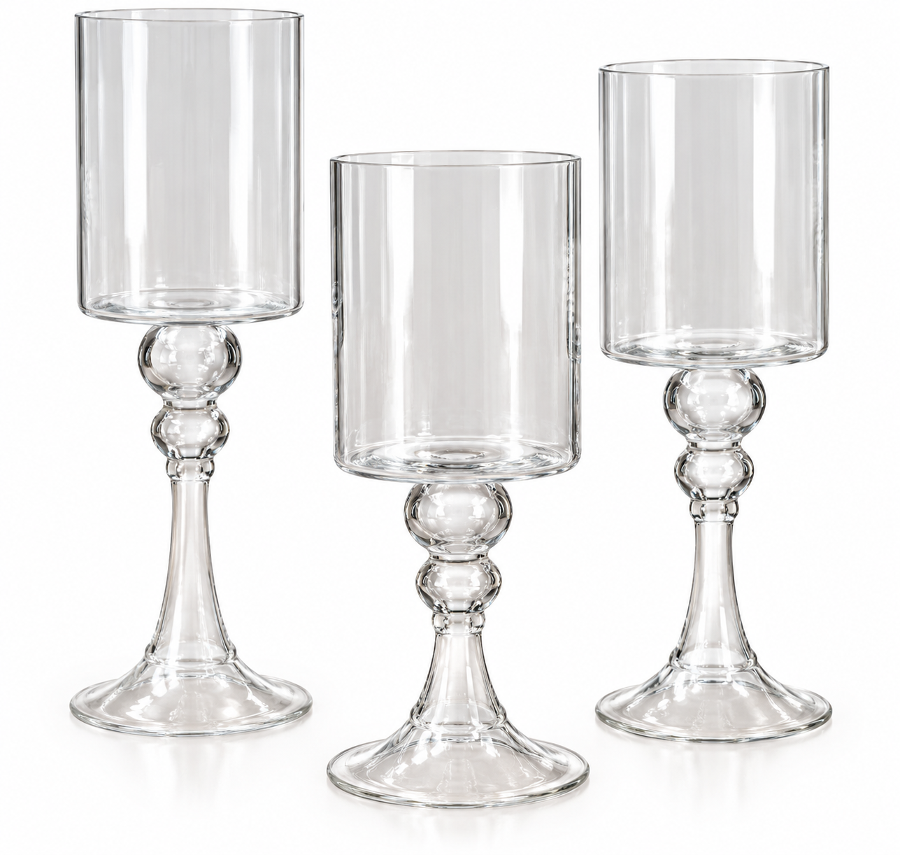 Trio of glass hurricanes