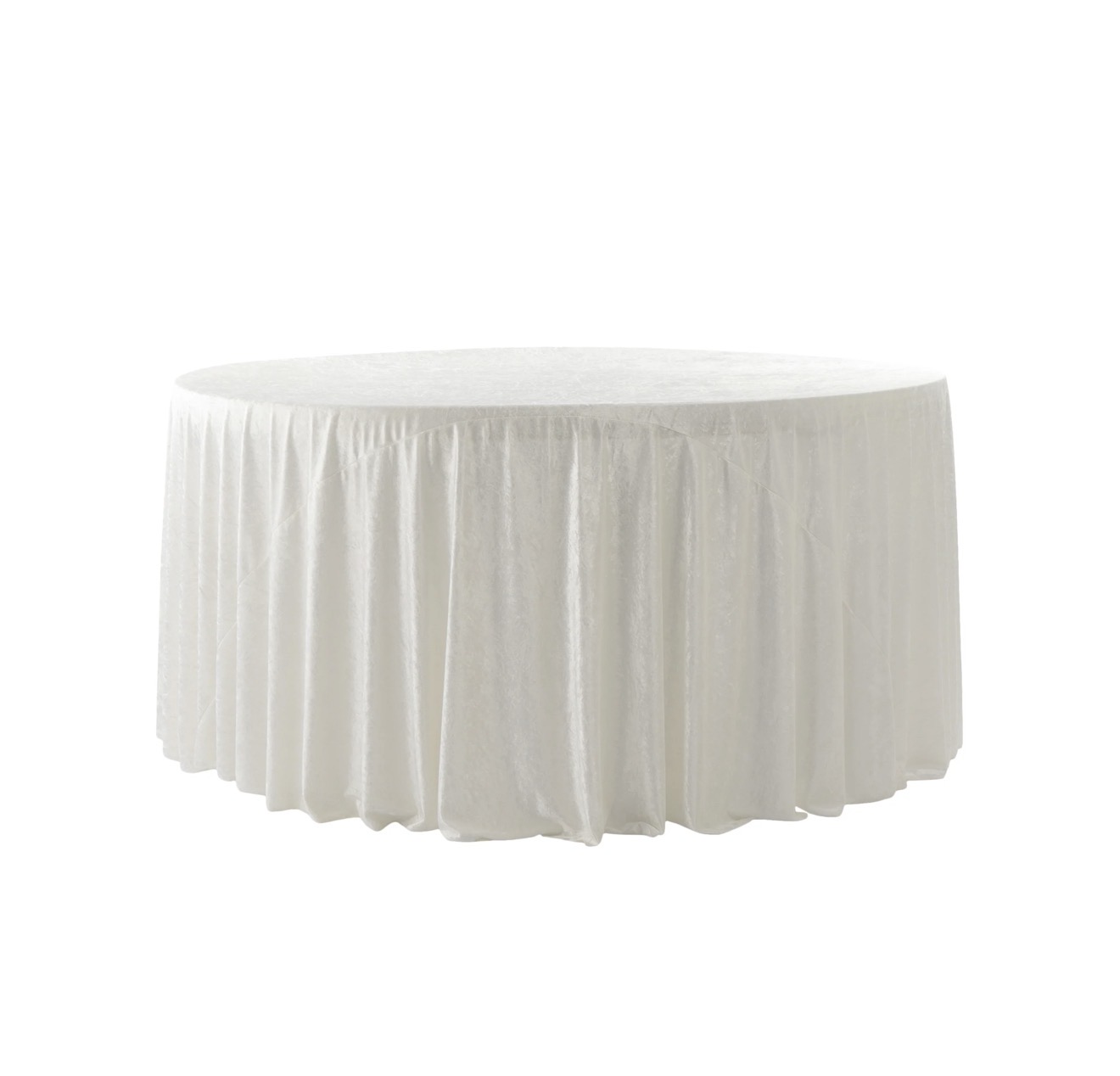 Winter white crushed velvet round linen
