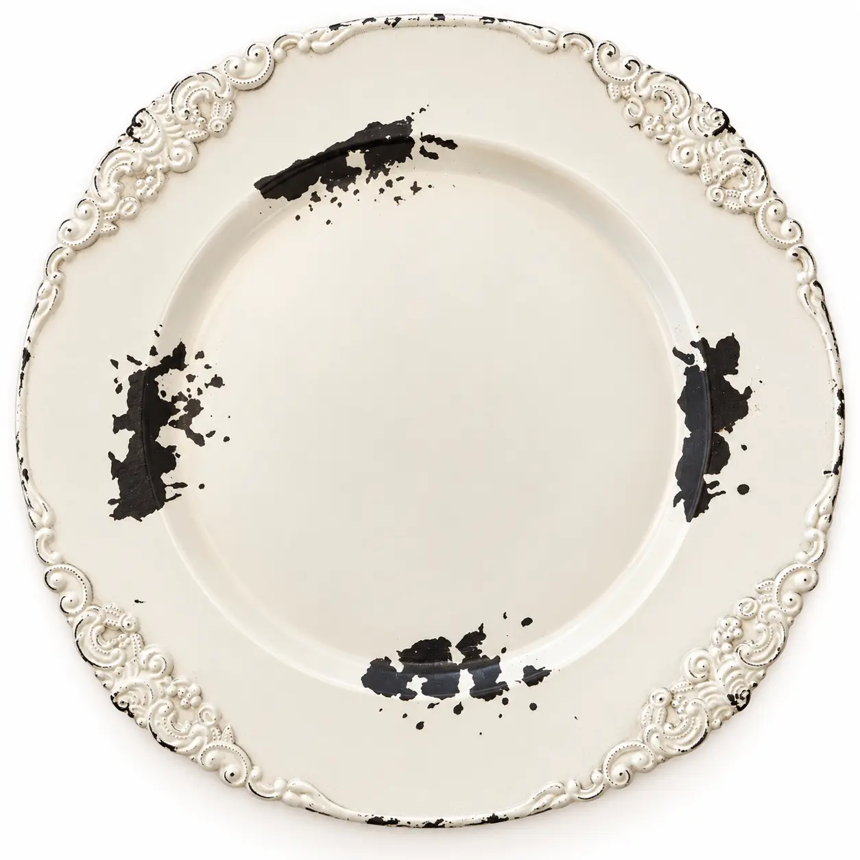 Distressed ivory charger