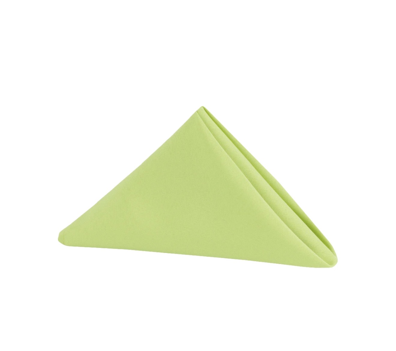 Lime green napkin folded in a triangle