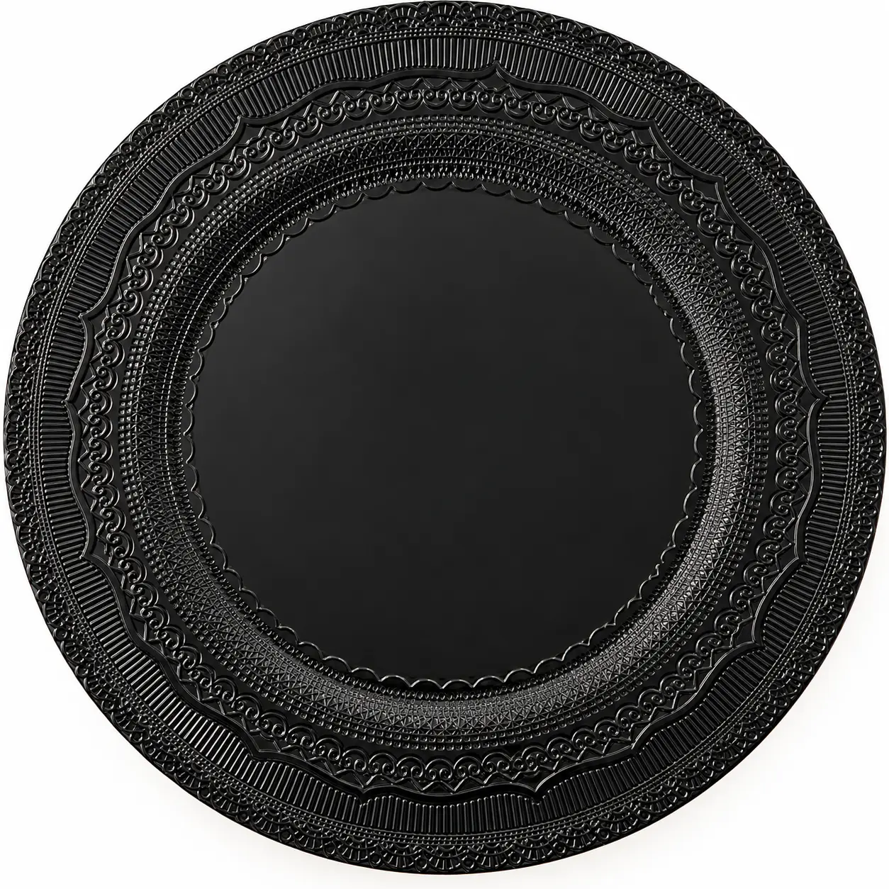 Black embossed charger