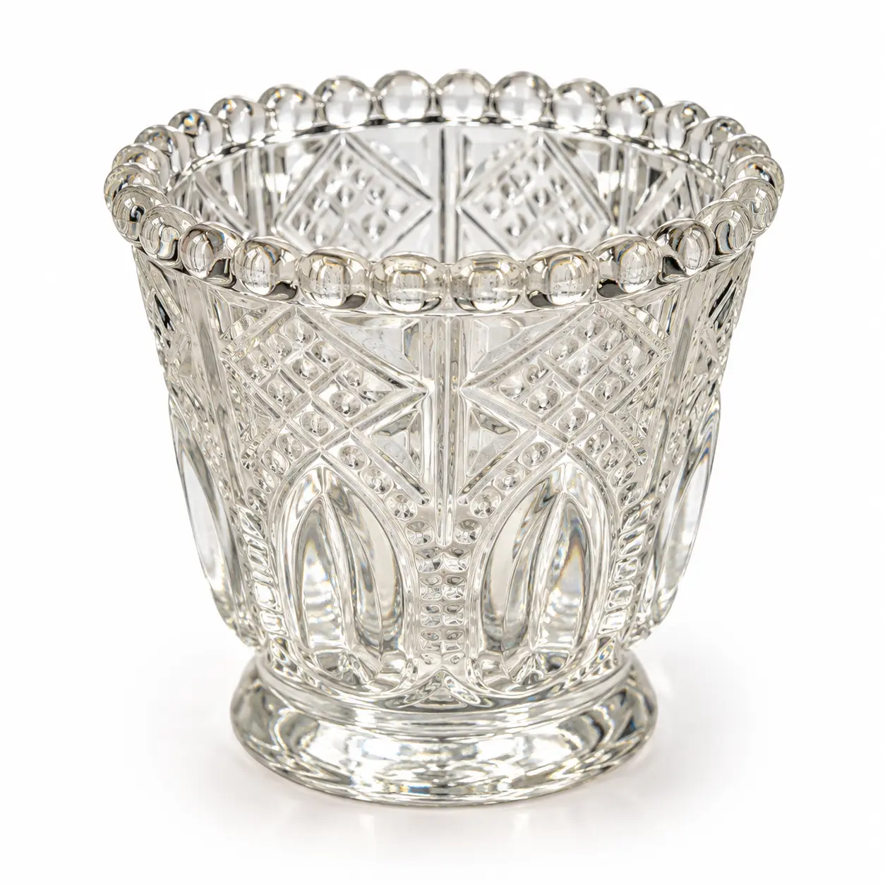 Clear pressed-glass votive