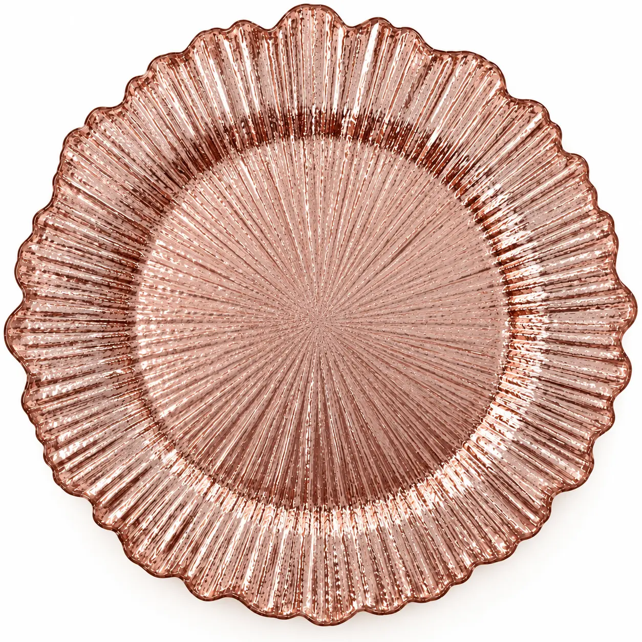 Blush fluted glass charger