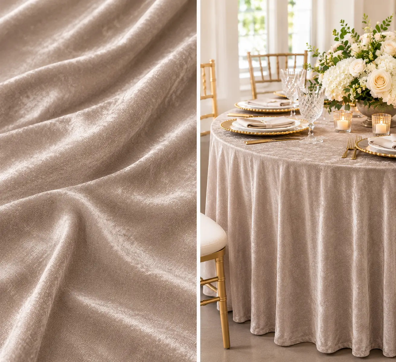 Champagne crushed velvet