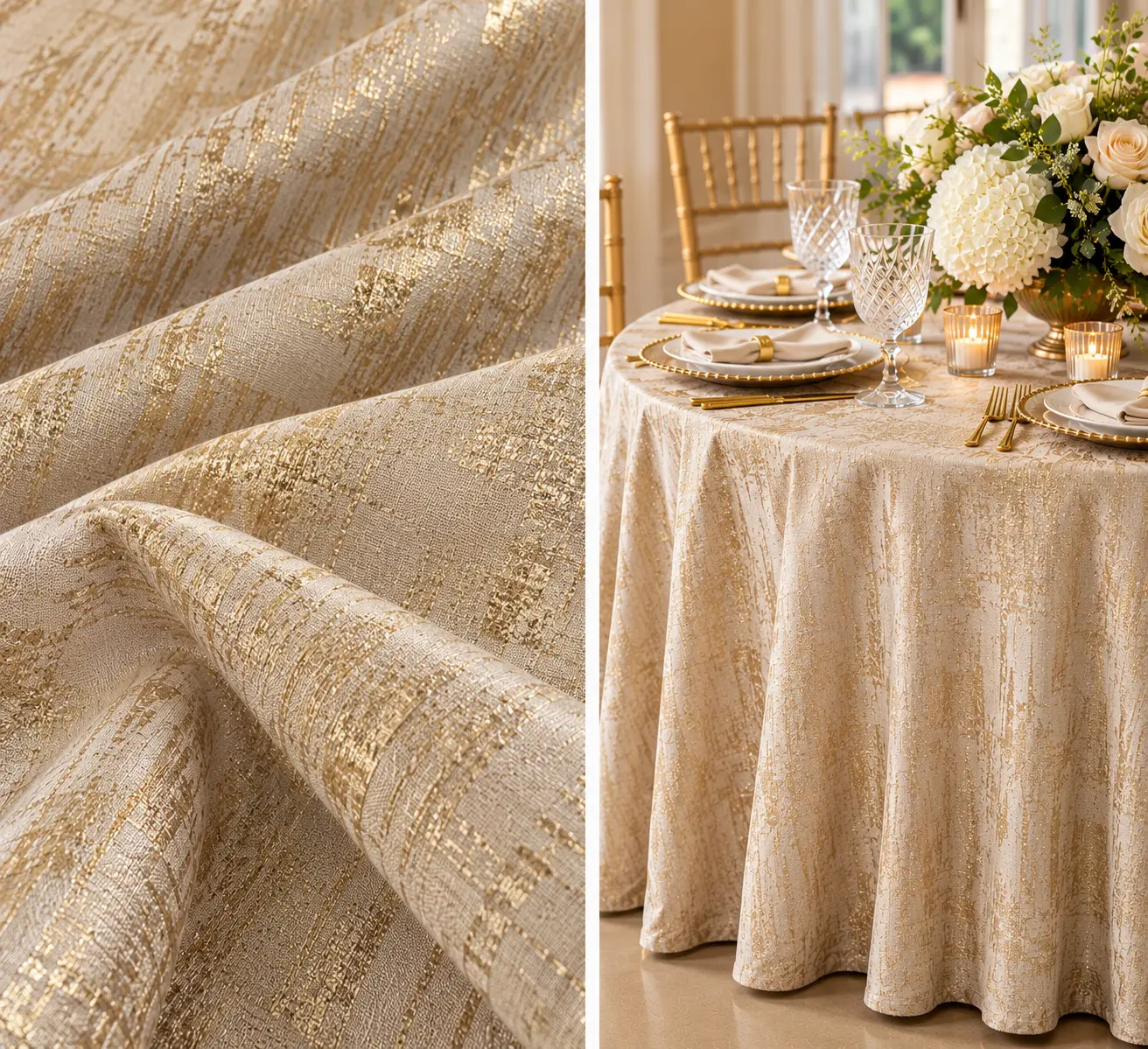 Ivory & gold metallic
