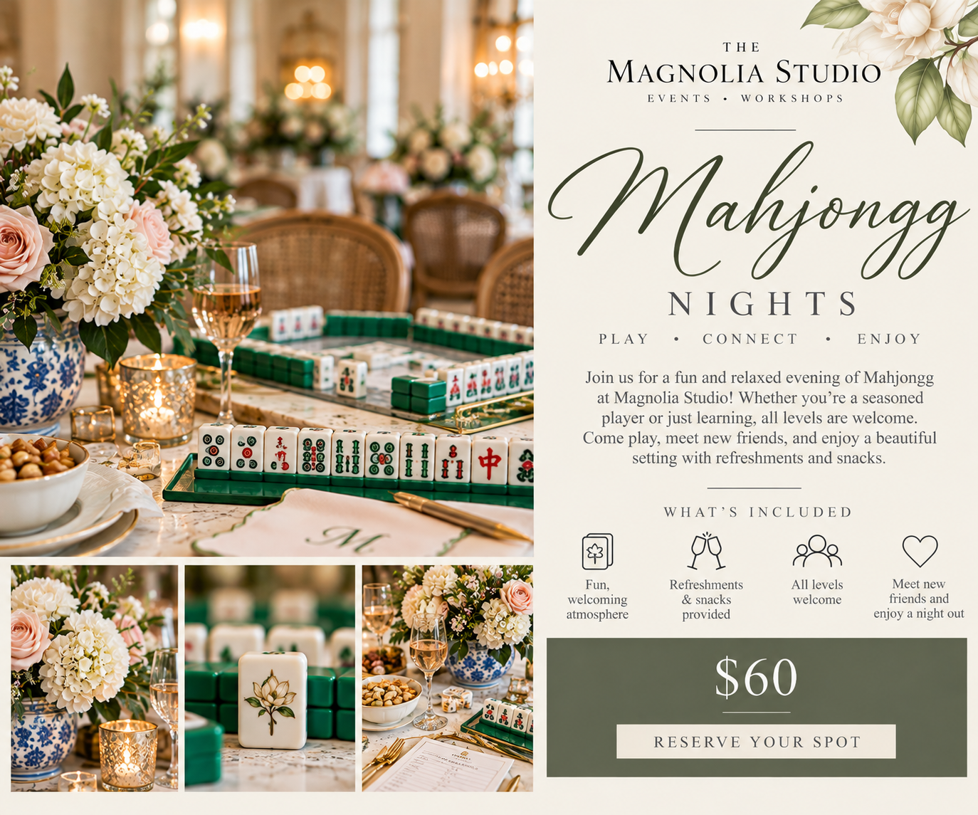 Mahjongg Nights — previous workshop flyer