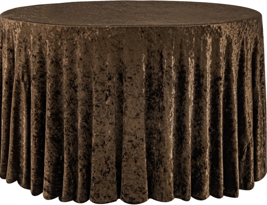 Chocolate crushed velvet round linen