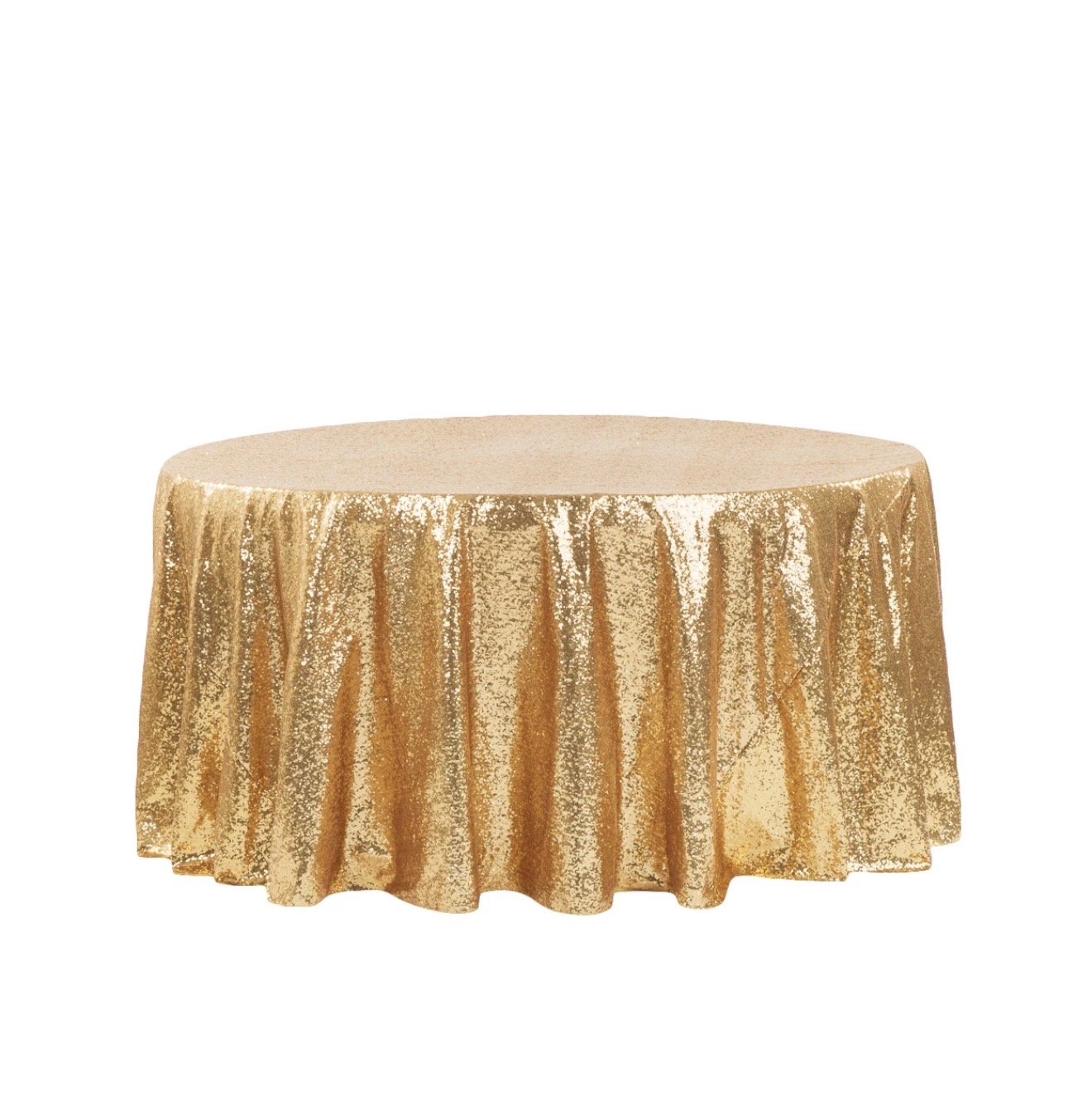 Champagne gold sequin round linen