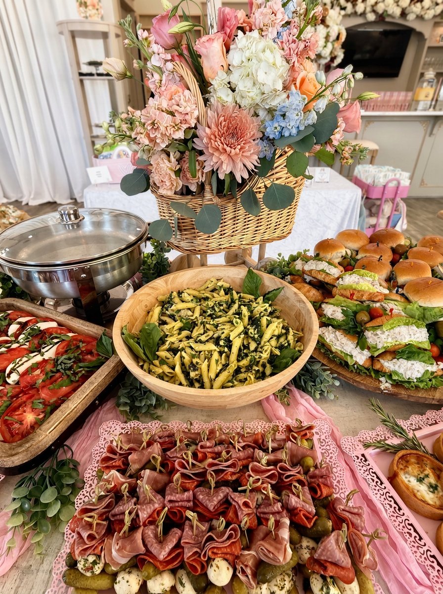 A styled Magnolia Studio buffet spread ready for guests