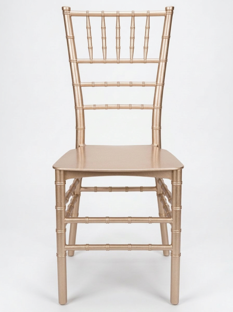 Champagne gold Chiavari chairs with ivory cushions