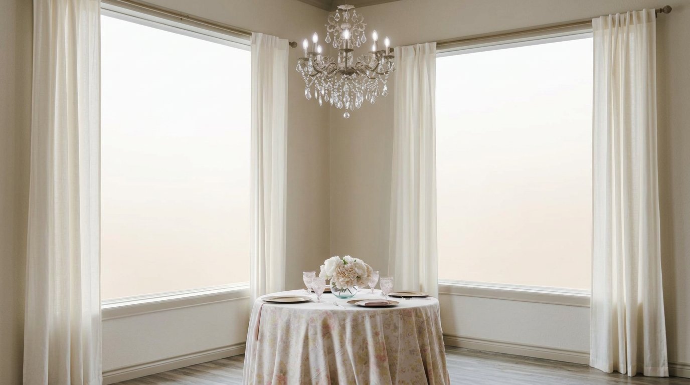An intimate table beneath a crystal chandelier at Magnolia Studio