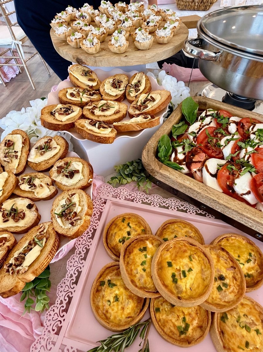 Beautifully arranged appetizers on a celebration table at Magnolia Studio