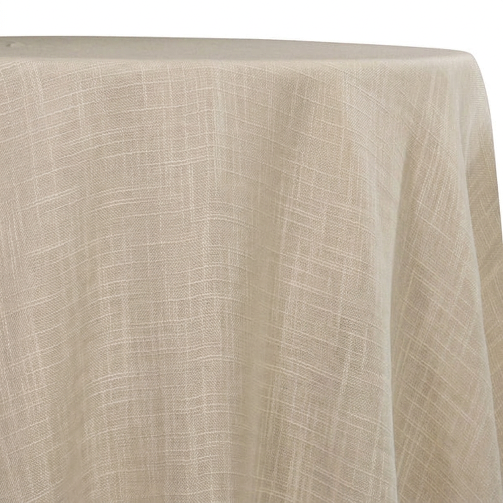 Soft warm beige textured round linen